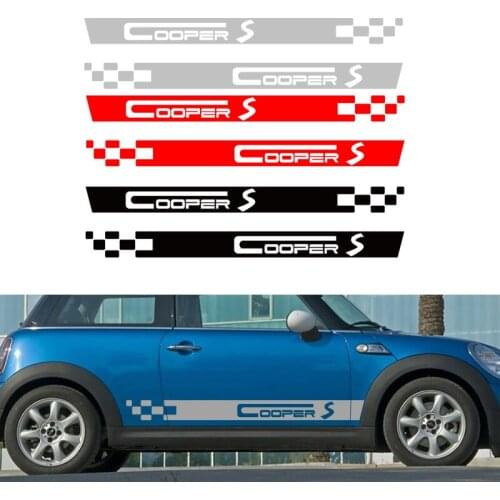 For Mini Cooper R50 R53 R55 R56 R60 F55 F56 Decal Cooper S Side Racing Stripes Black Red Silver White