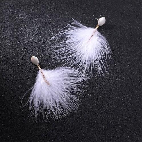 ELEGANCE11 Kpop Feather Dangle Earrings Sweet Pearl Earings Women Lovely Earrings Christmas Jewelry Gift for Women
