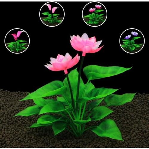 Simulation Lotus Flower Aquarium Landscape Decor Fish Bowl Emulational Aquatic Water Grass