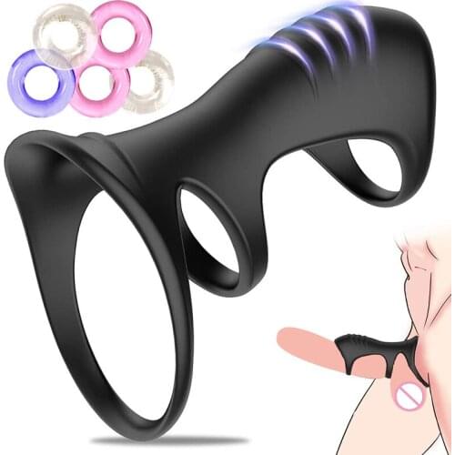 Penis Ring Penis Enlargement Male Masturbation Delayed Ejaculation Lock Massage Double Penis Ring Glans Couples Adult Sex Toys