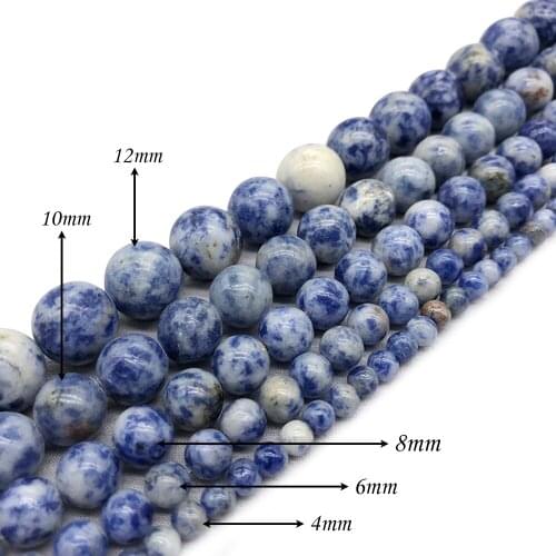 Natural StoneBlue Gray Dots Rainbow Stone Round Loose BeadsFitMulti-purpose Jewelry Making 4 6 8 10 12 MMPick Size J246