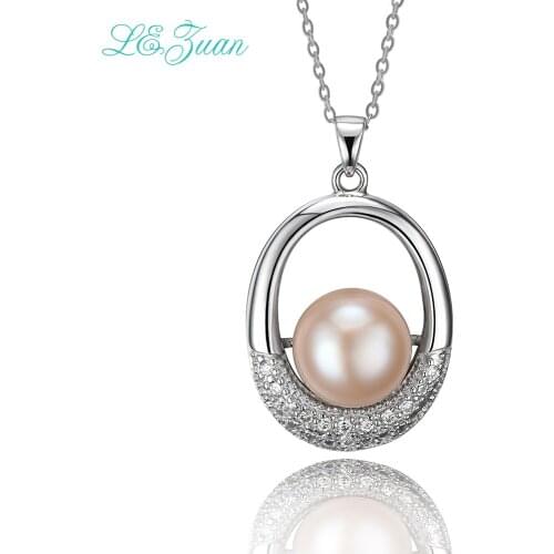 L&zuan Necklaces Women Pendants Anello Argento 925 Sterling Sliver Natural Freshwater Pearl Fine Jewelry Bijoux Femme P0050