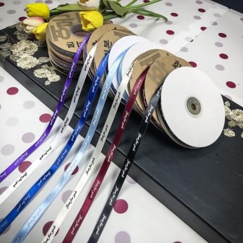 5yards 10mm "Just for You" Printed Polyester Ribbon Letters Print Ribbon for DIY Gift Packing Wedding Christmas Bow Ribbons