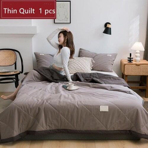 Summer Gray Air Condition Quilts duvet Filling With 500g Cottoon Washed Throw Blankets Solid bedding New