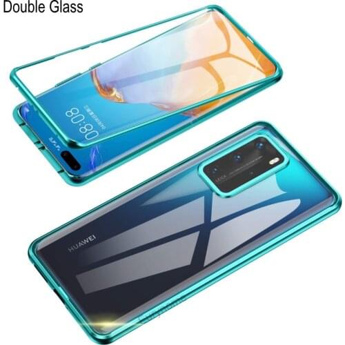 Magnetic Glass Case for Huawei P40 P20 Pro Cover Double Side Tempered Glass Metal Adsorption Case for Huawei P30 Pro P30 Lite