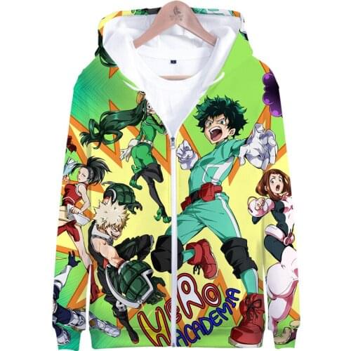 Zipper Fashion Mens and Womens 3D Cross-border Manufacturers My Hero College Japanese Animation Digital Printing Sidno