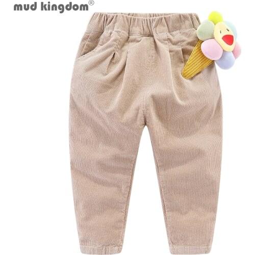 Mudkingdom Toddler Boys Girls Pants Solid Fashion Autumn Winter Kids Clothes Casual Corduroy Trousers for Boys Girls