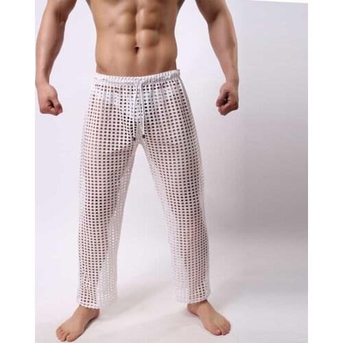 Mens Sexy Mesh Pants Loose Type Mens Casual Interest Hollow Sex Appeal Breathe Free Trousers Temperament And Interest Clothing
