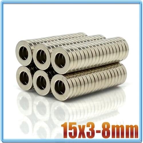 5/10/20/50/100/500Pcs 15x3 mm Hole 8mm Small Strong Ring Neodymium Magnet Permanent Rare Earth Magnets 15*3-8mm