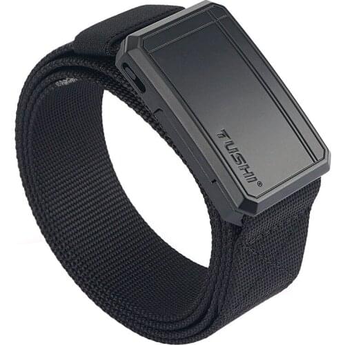 New Alloy Suction buckle Belts quality Weave Nylon Men Belts portable casual sport Men and Women Tactics Belts