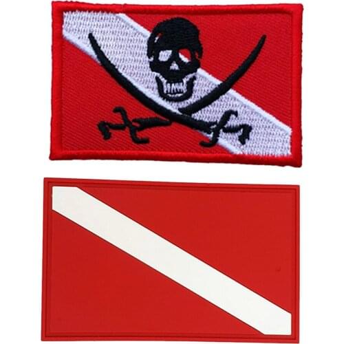 Scuba Dive Flag Embroidered Iron Sew On Patch + PVC Diver Flag Patch Badge Accessories for Scuba Diving Snorkeling Free Diving