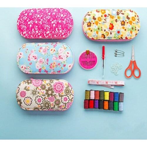 Portable Mini Sewing Kit Needle Thread Hand Sewing Box Tool Kit DIY Hand Needle Assorted Crochet Full Set Measure Tape Scissor