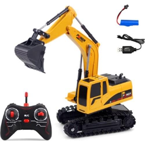 RC Truck 6CH Excavator Backhoes Bulldozer Digger Alloy Remote Control Engineering Vehicle Model Electronic Kids Hobby Toys