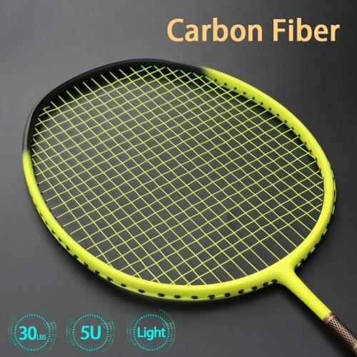 Professional Ultralight Carbon Fiber 5U 75g Strung Badminton Racket Max Tension 30LBS Racquct With Strings Bags Rackets Sports