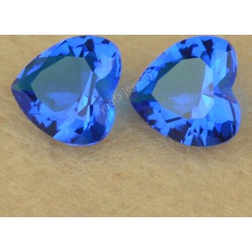 Sale 3x3~15x15mm 5A Deep New Blue Color Glass Stone Heart Shape Machine Cut Loose Glass Beads Synthetic Gems For Jewelry
