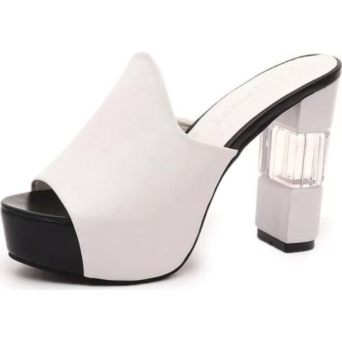 Women Sandals Fashion New Summer Women 11cm crystal Platform Peep-Toe Shoes Woman High-Heeled Casual Slipper size 34-42