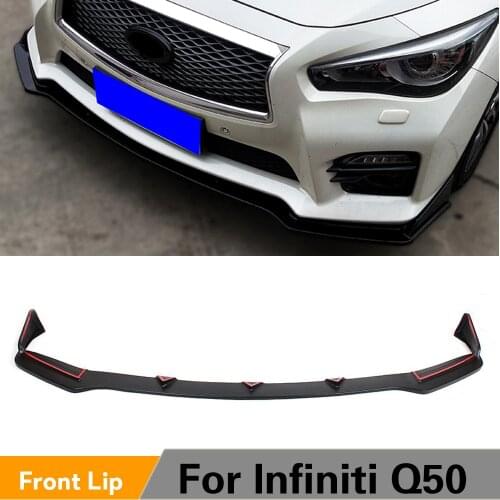 Front Bumper Lip Spoiler Chin for infiniti Q50 Sport Sedan 4 Door Only 2014 - 2017 Add on Style PU Matte Black