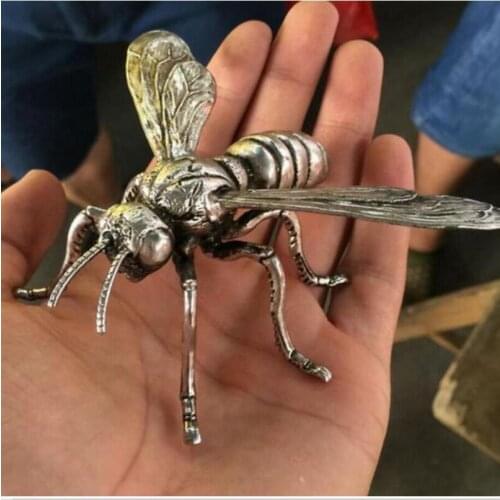 Statue China Delicate Hand sculpture Miao silver honeybee statue Bees