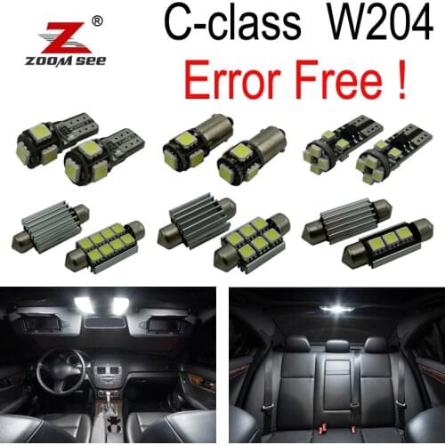 17pc LED mirror Lamp + LED Interior dome map Light Kit For Mercedes Benz C class W204 Sedan C220 C250 C300 C350 2008 to 2014
