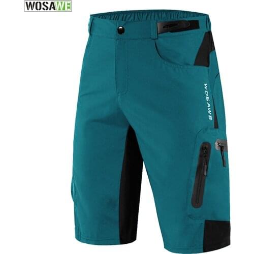 WOSAWE Reflective Cycling Shorts Zipped Pockets Outdoor Sports MTB Mountain Bike Bicycle Riding Trousers Water Resistant Short