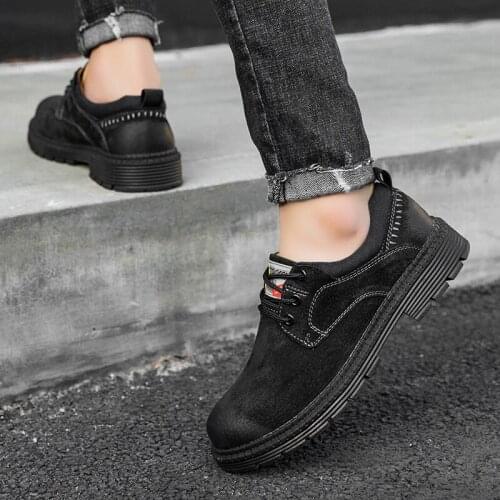 Thick fashion man lather leisure 2020 wear brown for casual office vintage work mens black men male leather Casual outdoor sole