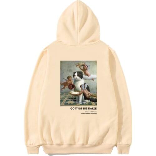 Men Women Hip Hop Hoodie Sweatshirt Angel Cat Print 2020 Harajuku Streetwear Funny Hoodies Pullover Autumn Hooded Sweatshirts