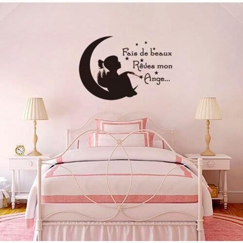 Stickers Fais De Beaux Reves Mon Ange Vinyl Wall Decor Wall Art Decal Living Room Home Decor Poster Kids Room House Decoration