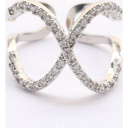 YJGS Korean Fashion Micro-Inlaid AAA Zircon Rings Ladies Street Shooting Open Ring Retro Simple Silver Rings Party Jewelry