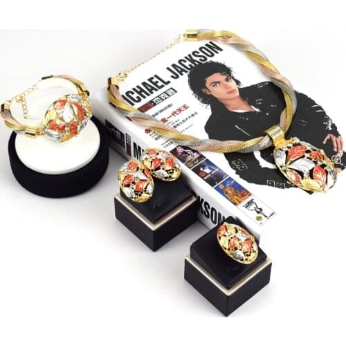 Sakura Love Africa Jewelry Set Bride Fashion Dubai Gold Bracelet Necklace Glamour Woman Earrings Morocco Banquet Wedding Gift