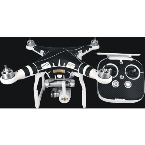 Protective Carbon Fiber Decal Skin Sticker Cover Wrap For DJI Phantom 3 advanced professional Quadcopter Shell & Transmitter