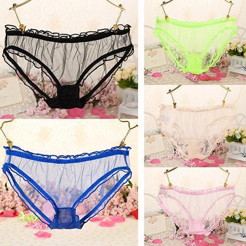 Womens Sexy See-Through Panties Briefs Lace Patchwork Underpants Underwear