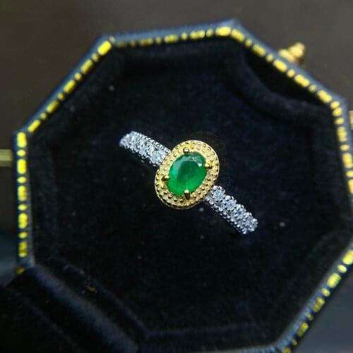 Shilovem 925 sterling silver real Natural Emerald Rings fine Jewelry gift women trendy new wholesale gift 4*5mm jcj0405681agml