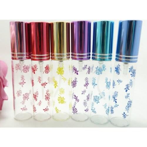 Rose Print 10ML Portable Glass Filled Perfume Bottle with Spray and Empty Fragrance Box 300pcs/lot