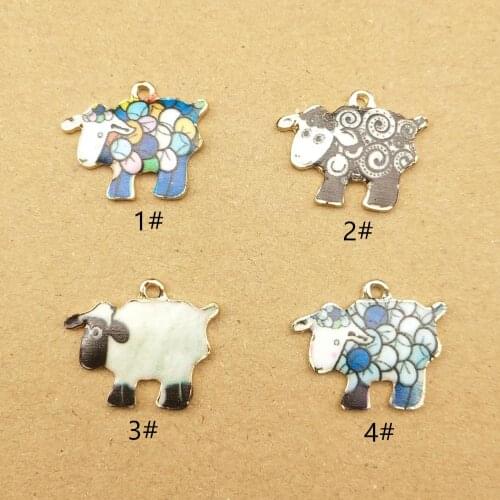 10pcs 17x21mm enamel sheep charm for jewelry making fashion earring pendant fashion charms