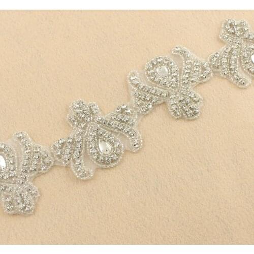 10Yards Crystal Rhinestone Trim Gleaming Diamond Ribbon Applique Bridal Beaded Appliqued Heart Shape for Wedding Dress