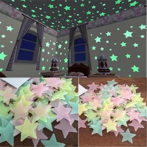 100PCS Colorful Luminous Home Glow In The Dark Stars Wall Stickers Decal for Kids Baby Rooms Fluorescent Sticker decor