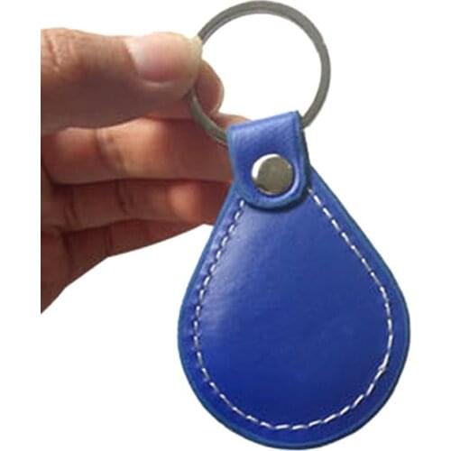 2pcs ID RFID 125KHZ EM4100/TK4100 Chip Leather keychain tag Low frequency Access Control Card Fob Token Ring Proximity