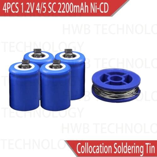 4PCS/lot Ni-Cd 1.2V 2200mAh 4/5 SubC Sub 4/5SC Rechargeable Battery with Tab - Blue Power tools battery Free shipping