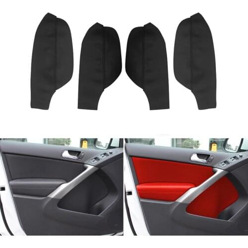4pcs Microfiber Leather Interior Door Panel Guards / Door Armrest Cover Protective Trim For VW Tiguan 2008 2009 2010 2011 2012