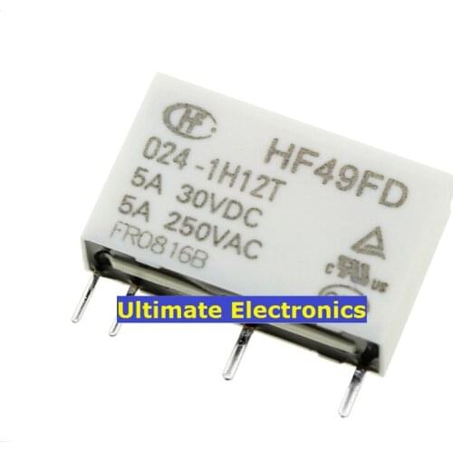 5pcs HF49FD 024-1H12T HF49FD-024-1H12 4 feet 5A 12V Relays
