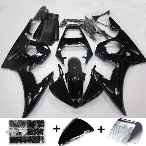 Artudatech Moto Fairing Injection Plastic Kit Gloss Black Fit For YAMAHA 2003 2004 YZF R6 Bodywork