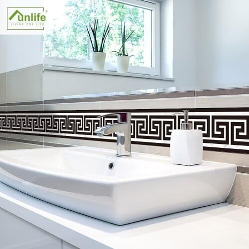 Funlife® Greek Ornament Wall Border Oil Proof Removable TV Background Living Room Self-Adhesive Diamond Marble Mosaic Waterproof