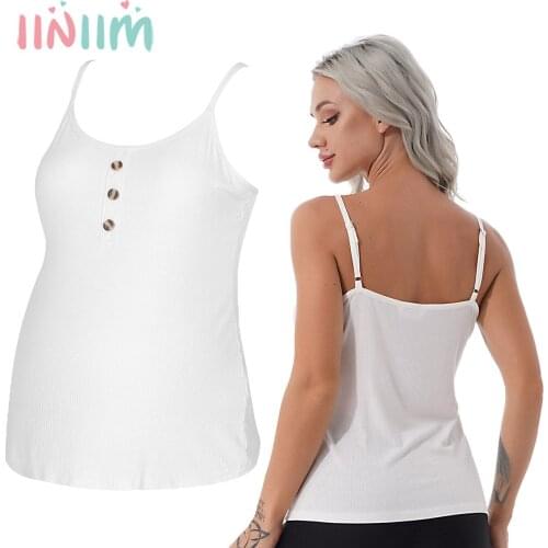 Maternity Sleeveless T-shirt Pregnancy Solid Vest Pregnant Women Comfortable Straps Tank Tops Breastfeeding Slim Home Wear