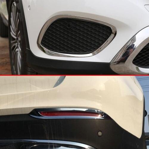 Chrome Parts Fit For Mercedes Benz GLC X253 2016 2017 2018 Front+Rear Foglight Fog Light Lamp Cover Trim Moulding Accessories