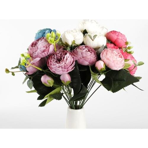 30CM Fake tea roses vases for home decoration accessories artificial flowers wedding decorative flowers ornamental flowerpot