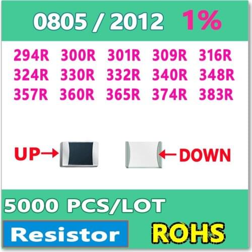 JASNPROSMA OHM 0805 F 1% 5000pcs 294R 300R 301R 309R 316R 324R 330R 332R 340R 348R 357R 360R 365R 374R 383R smd 2012 Resistor