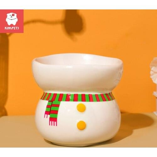 KIMPETS Ceramic Double Cat Bowl Dog Bowl Pet Feeding Water Bowl Cat Puppy Feeder Product Supplies Pet Food And Water Bowls