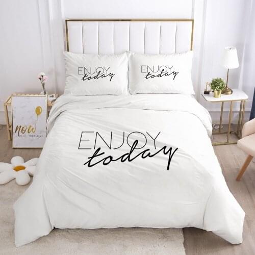 3D Duvet Cover Sets Bedding Set Quilt Covers Comforter Cases Bed Linen King Queen Full Twin Single Size Letter Design Bedclothes