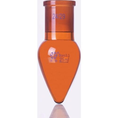 Brown pear-shaped flask,Capacity 25ml,Joint 24/29,Brown heart-shaped flasks,Brown coarse heart-shaped grinding bottles