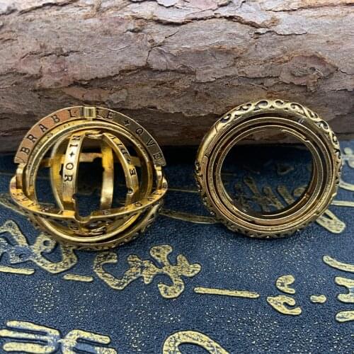 DUTRIEUX Creative Vintage Astronomy Ball Rings for Men Women Openable Rotate Sphere Cosmic Planet Fashion Metal Jewelry Gift